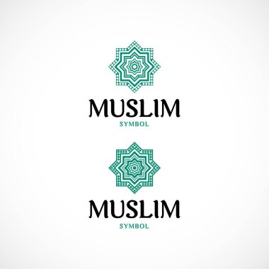 Sekizgen yıldızı, yeşil renk süs Müslüman sembolü. Vektör çizim.