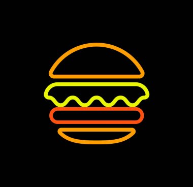 Burger soyut anahat vektör logo şablonu, lokanta izole hattı stilize sanat simge, beyaz arka plan üzerinde olağandışı illüstrasyon