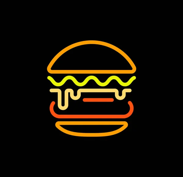 Burger resumen esquema vector logotipo plantilla, comida rápida aislado línea de arte icono estilizado, ilustración inusual sobre fondo blanco — Archivo Imágenes Vectoriales