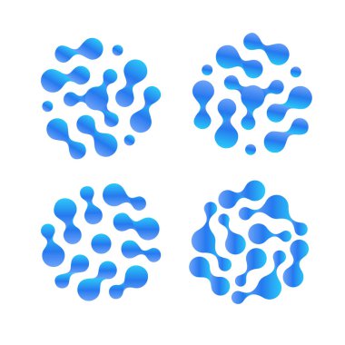 Soyut h2o sıvı damla vektör Icon set. Distile su logo saf. Hava nem illüstrasyon.