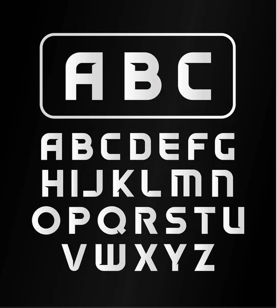 Anglická abeceda, moderní vektorové písmo, řez písma, jednoduché dekorativní tučnými písmeny abecedy na černém pozadí. Monogram loga kolekce. — Stockový vektor