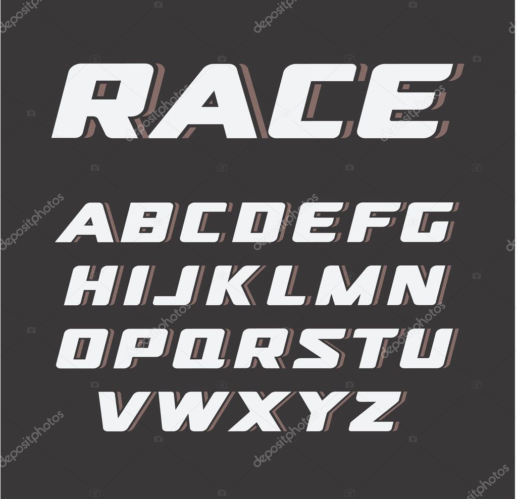 Italic bold font, vintage sport alphabet, race letters set, vector illustrations. Font monogram. Abstract geometric decorative letters. Simple logos.