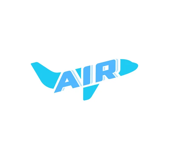 Logo de concepto abstracto de avión. Signo de silueta azul avión sobre fondo blanco. Aviones de viaje, aviones de pasajeros, ilustración vectorial sobre fondo blanco . — Archivo Imágenes Vectoriales