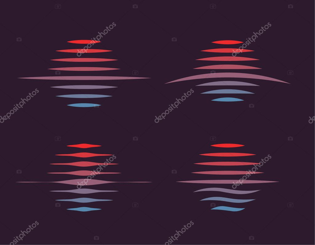 Dawn and sunset, a stylish logo for travel agencies. Linear stylisation of the rising sun and glare on the ocean