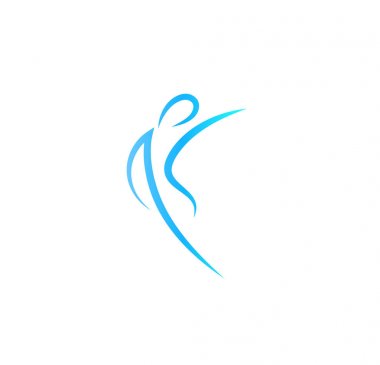 Artistik Patinaj simgesi. Zarif anahat şık şekil vektör logo, fitness Center soyut logo veya kadınlar için sağlık Kliniği. Kadın silueti, buz pateni pisti vektör çizim anahat.