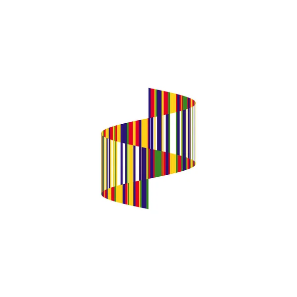 Icône en zigzag ondulé rayé coloré. Conception abstraite d'emblème de ruban vertical, forme d'onde isolée, modèle de logo inhabituel. Logotype d'espace d'art créatif . — Image vectorielle