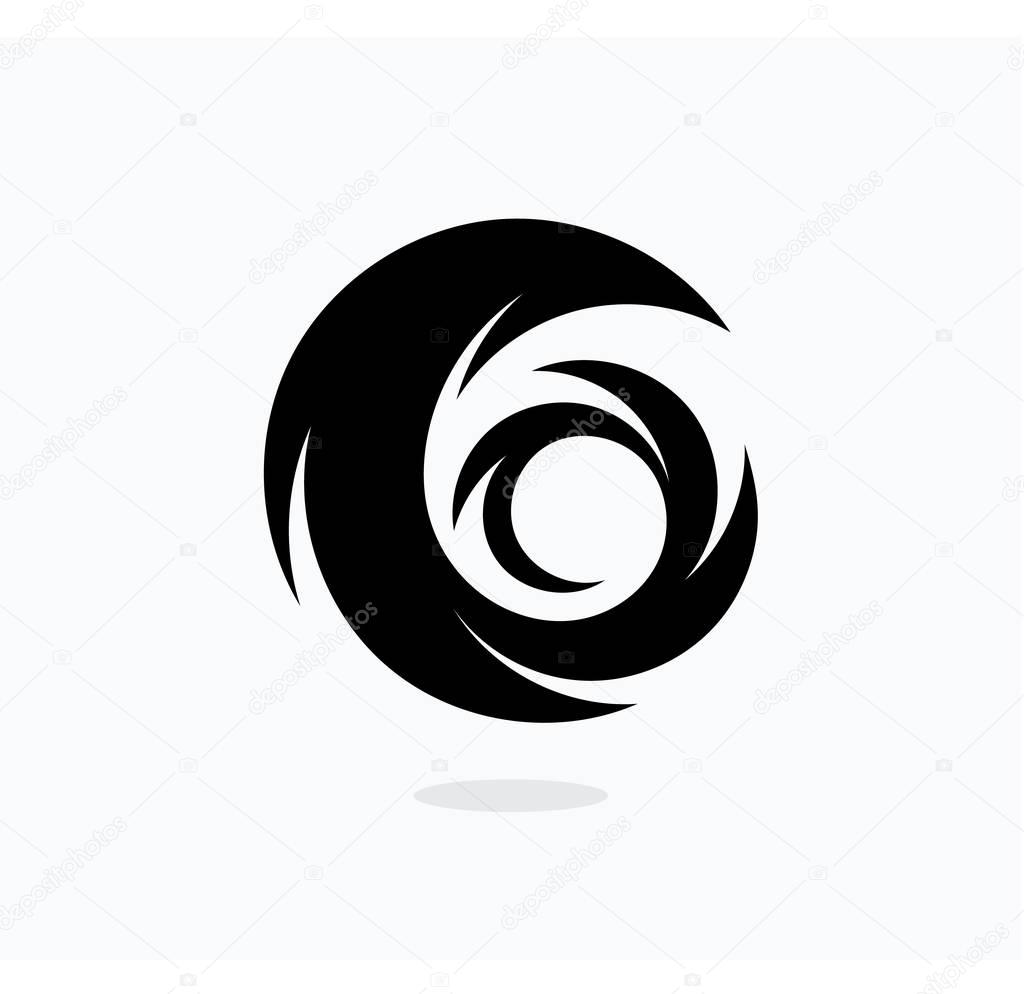 Hurricane icon template. Swirl vector illustration. Abstract tail black icon
