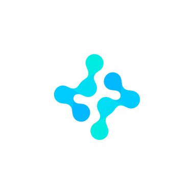 Mavi soyut çapraz. Tıbbi fütüristik yenilik. Sağlık vektör simgesi. Eczane yeni teknoloji logo. Artı simgesi beyaz arka plan üzerinde izole.