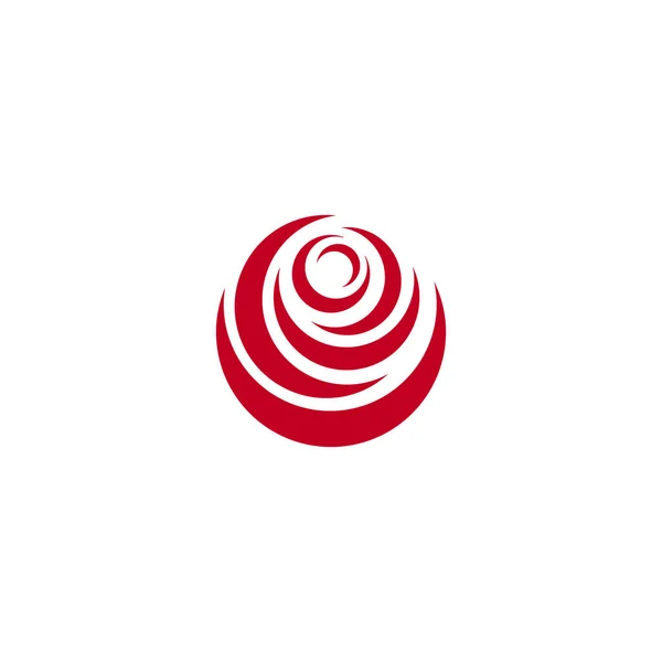 Rosa abstracta roja, plantilla de logotipo vectorial sobre fondo blanco. Ilustración de flores con estilo, forma circular, elemento de diseño de arco . — Archivo Imágenes Vectoriales