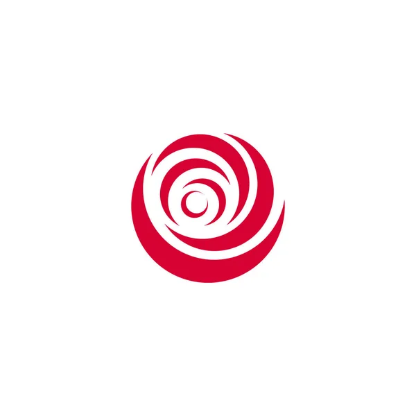 Rosa abstracta roja, plantilla de logotipo vectorial sobre fondo blanco. Ilustración de flores con estilo, forma circular, elemento de diseño de arco . — Archivo Imágenes Vectoriales