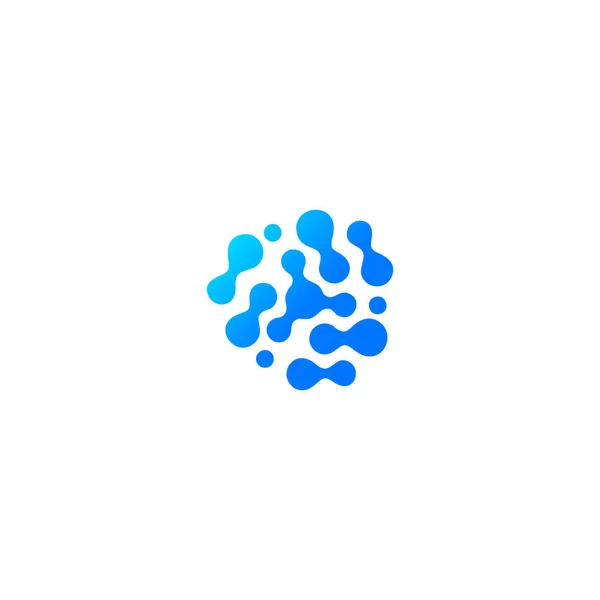 Ícone abstrato azul da gota de água. Composto molecular, reacção química. Forma abstrata, logotipo isolado, símbolo silhueta incomum . —  Vetores de Stock