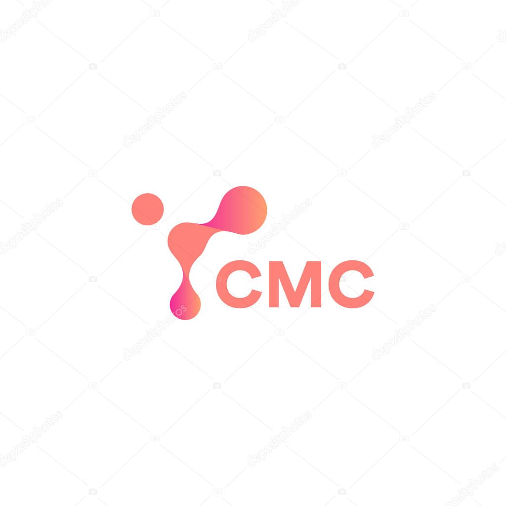 Abstract pink shape, innovation tech, unusual circles connected to each other, vector modern logo template. New molecular medical technology sign.