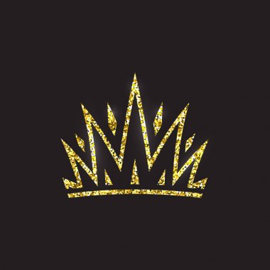 Kraliçe tacı, Kraliyet altın headdress. Kral altın aksesuar. İzole vektörel çizimler. Elite sembol siyah arka plan üzerine sınıf.