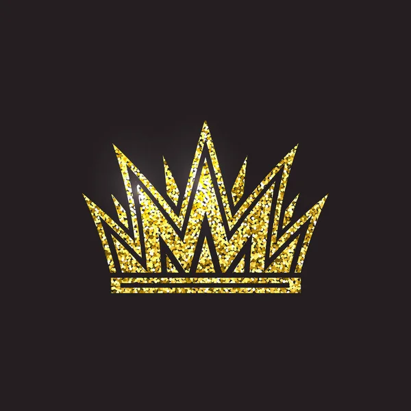 Queen korona, királyi arany fejdísz. Király arany tartozék. Elszigetelt vektor illusztrációk. Elit osztály szimbólum fekete háttér. — Stock Vector
