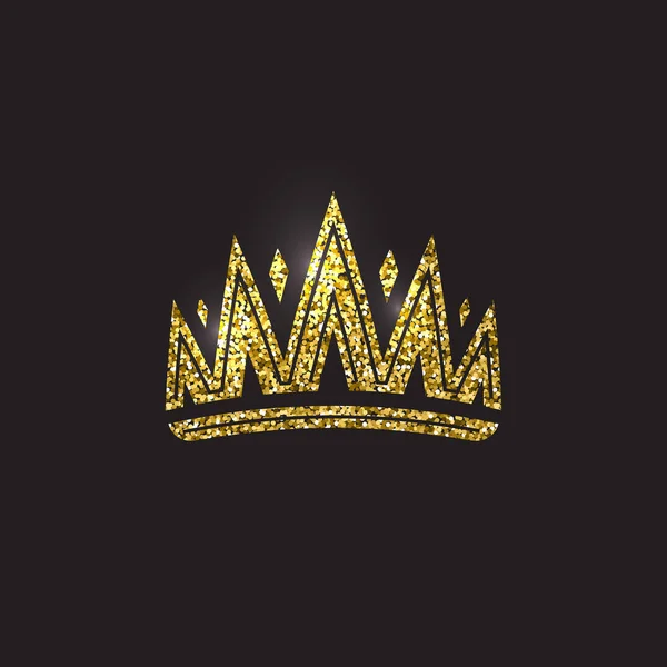 Couronne de reine, coiffure en or royal. Accessoire roi doré. Illustrations vectorielles isolées. Symbole de classe Elite sur fond noir . — Image vectorielle