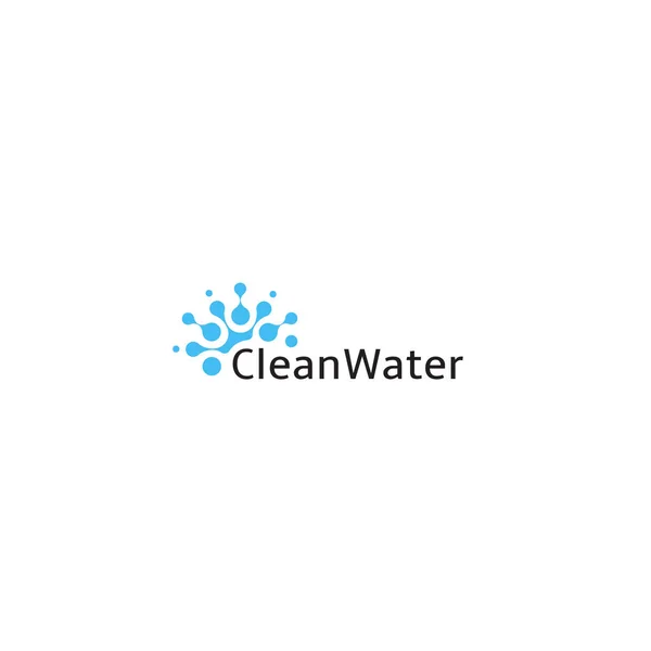 Logotipo de agua limpia, icono abstracto de gota azul, símbolo de pozo de agua de tecnología inteligente, emblema de sistemas de riego, plantilla de signo de agua con gas. Ilustración vectorial vista superior sobre fondo blanco . — Vector de stock