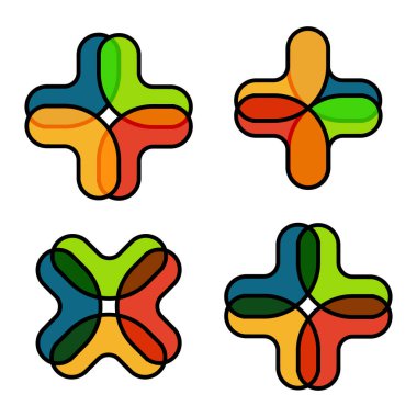 Renkli haç ile siyah anahat. Tıbbi logosu.