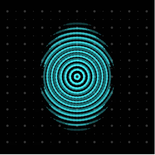 Ícone de círculos cêntricos azuis. Segurança biométrica, impressão digital, impressão digital, scanner de dedos. Inovar tecnologia, ilustração vetorial . —  Vetores de Stock