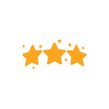 İzole edilmiş altın vektör yıldız logosu. Değerlendirme işareti. Kalite standart simgesi. Ödül sembolü. Üç tane beş uçlu. Uzay elementi. Şampiyon amblemi.