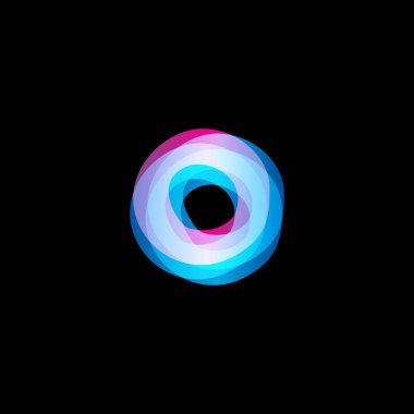 Renkli bir logo. O harfi. Medya izole vektör logosu. Soyut logo koleksiyonu. Parlak logot tipi. Kasırga, kasırga grafik çizimleri. Çember simgesi. Renkli soyut semboller.