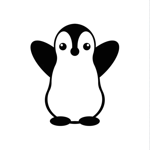 Isolated vector penguin logo. Designed animals icon. Cartoon illustration. Winter signs. Black and white colors. Graphic image. — Stock Vector