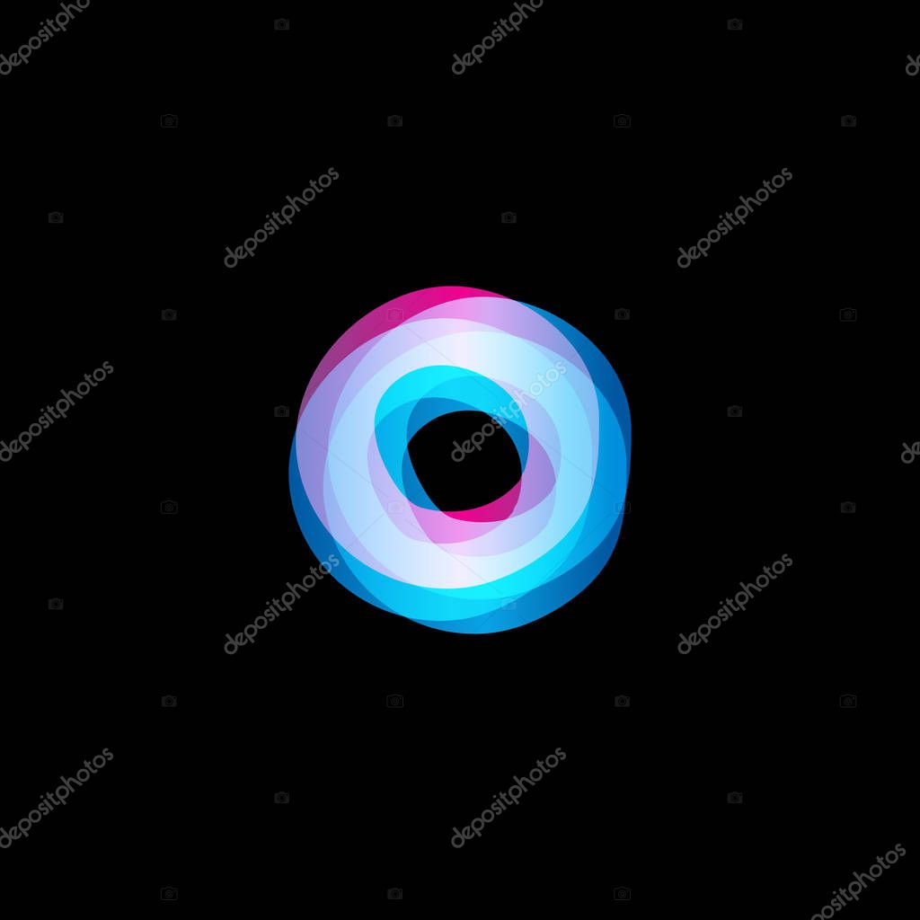 Twist colorful logo. Letter O. Media isolated vector logo. Abstract logo collection. Shiny logotype. Hurricane, tornado graphic illustrations. Circle icon. Colorful abstract symbols.