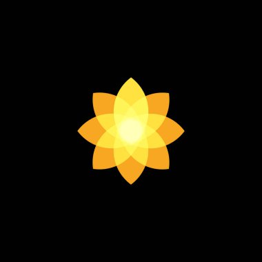 İzole soyut yıldız renkli logosu. Renkli çiçek logosu. Lotus vektör logotürü. Gladiolus vektör logosu. Nergis vektör logosu. Organik doğa simgesi. Tarımrenkli simgesi. Saydam efekt stilize.