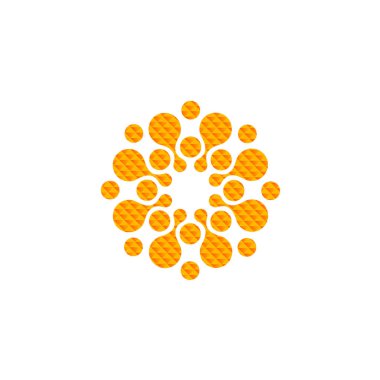 Soyut vektör çember logosu. Turuncu alışılmadık kimyasal logo. Virüs simgesi. Turuncu güneş. Çiçek..