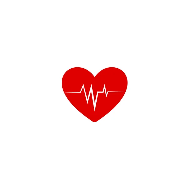 Vector rojo estilizado pulsante logotipo del corazón. Imagen aislada del latido del corazón. Símbolo de cardiograma. Logotipo médico. Ilustración para el Día de San Valentín . — Archivo Imágenes Vectoriales