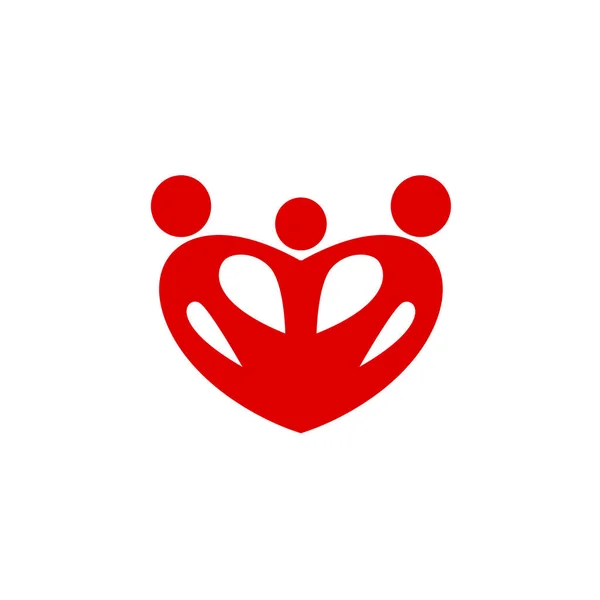 Geïsoleerd vectorteken. Valentijnsdag symbool. Rood ontworpen hart logo. Familie logotype. Weeshuis icoon. — Stockvector