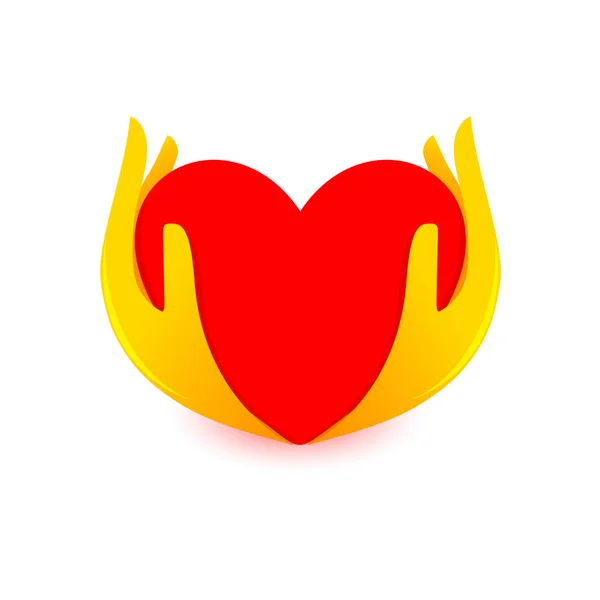 Red Heart avucunun içinde. Aşk logosu. Sevgililer Günü için tasarım ögesi. — Stok Vektör