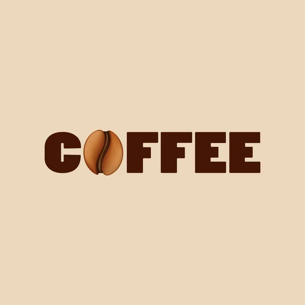 독립 된 벡터 로고. 갈색 커피 콩 라벨. 아침 활력넘치는 음료 주문. 허둥거리는 생활 방식의 상징. — 스톡 벡터