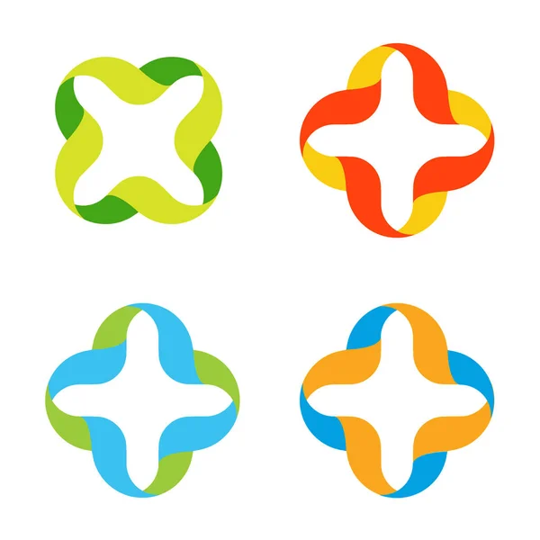 Croix médicale vectorielle. Collection de logos médiques colorés. Logo simple et inhabituel. Ensemble de rubans lumineux . — Image vectorielle