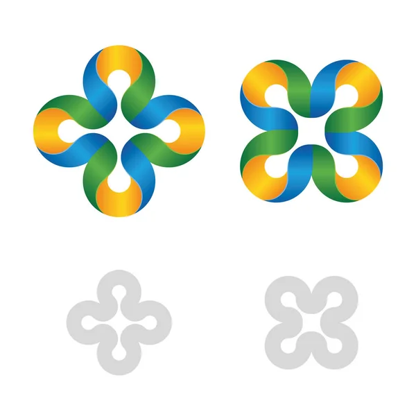 Τετρακόπτερο ασυνήθιστο διανυσματικό λογότυπο. Μεμονωμένα λογότυπα.Αφηρημένα σχήματα σύνολο. — Διανυσματικό Αρχείο