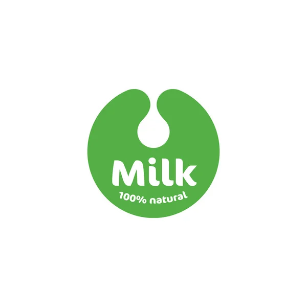 Milk vector logo template. Isolated drink and food shake. Green organic icon. Cow milk symbol. Natural logotype. Eco sign. Abstract picture. — Stock Vector