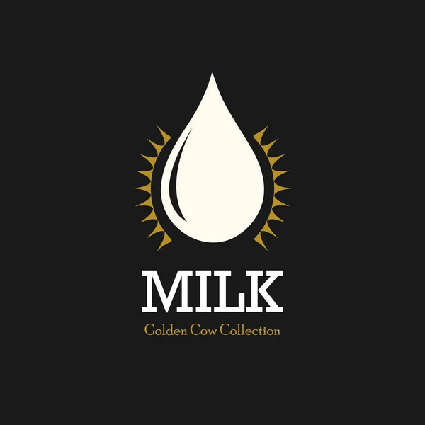 Logo latte hipster. Progettazione vettoriale allevamento bovino isolato. Design elegante moderno bianco e nero. Logotipo di bevanda fresca . — Vettoriale Stock