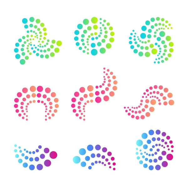 Vector icons set for web and business. Abstract round logo templates. Dots logos or circles emblems. — Stock Vector