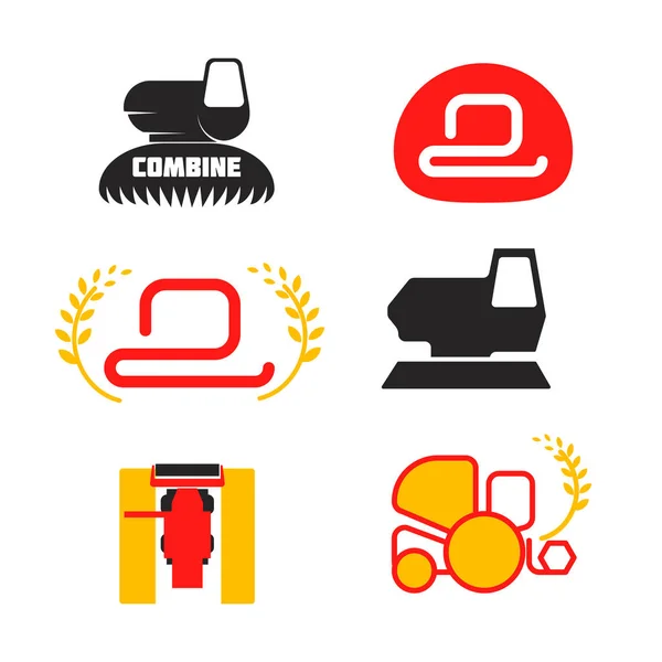 Set logo isolato raccoglitore, veicolo agricolo isolato su sfondo bianco, illustrazione 3D — Vettoriale Stock
