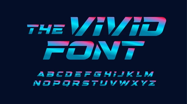Vivid cyberpunk letters set. Blue and pink highlighted, italic and bold style alphabet. Modern color font for tournament, championship, gaming, fashion and art event. Vector typography design. — 스톡 벡터