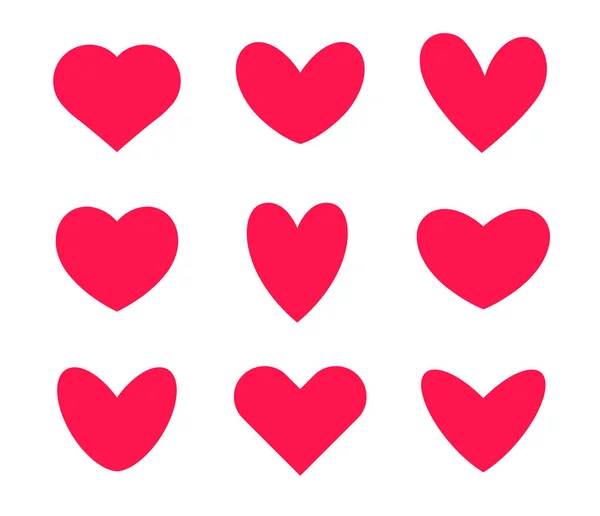 Pink hearts vector icon set, Valentines Day decoration, flat style signs. — Stock Vector