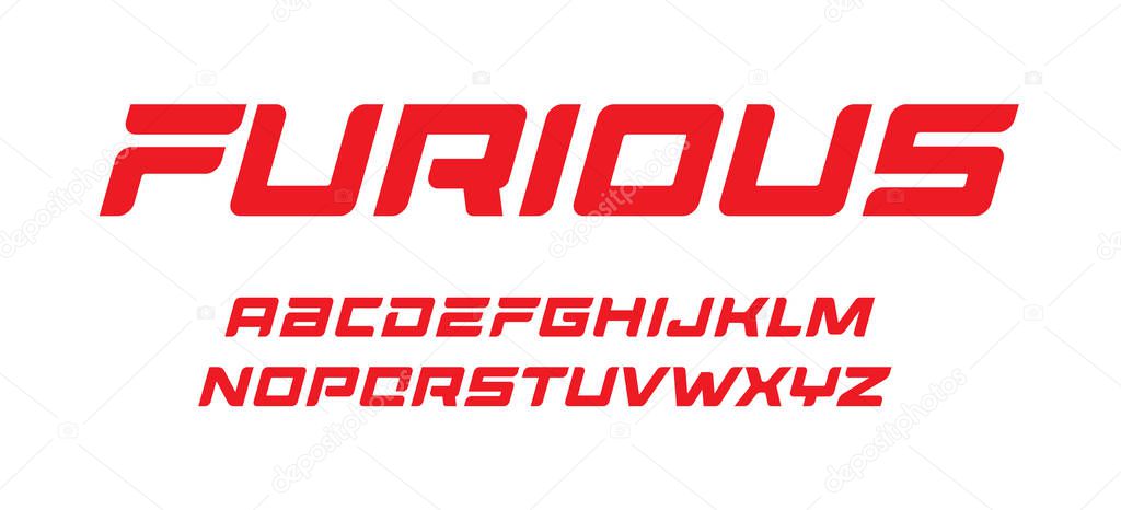 Furious letters set dynamic bold font elegant italic typeset vector typography design