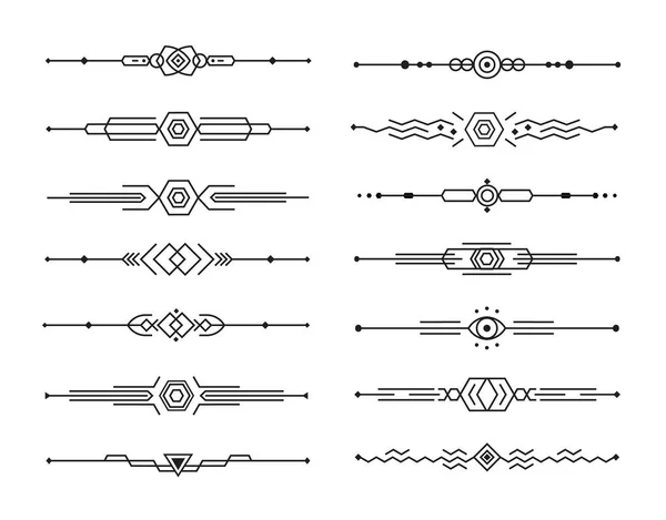 Abstract dividers vector set van geometrische lijnen voor pagina decor, art border en frame design, zwarte strepen collectie op witte achtergrond — Stockvector