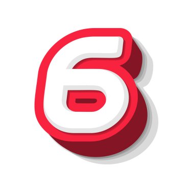 3D cesur komik numara 6, modern süper kahraman monogramı, ödül logosu, çizgi roman grafiği, eğlenceli ve havalı poster ve eğitim oyunu için ağır tip. Extrude biçim vektör tipografi tasarımı