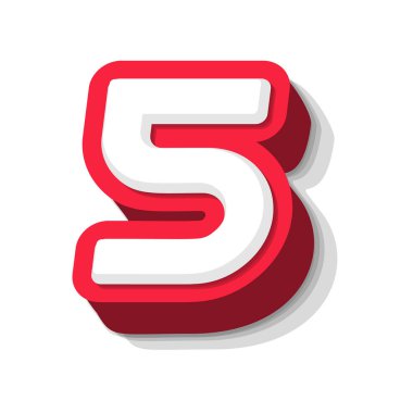 3D cesur komik numara 5, modern süper kahraman monogramı, ödül logosu, çizgi roman grafiği, eğlenceli ve havalı poster ve eğitim oyunu için ağır tip. Extrude biçim vektör tipografi tasarımı