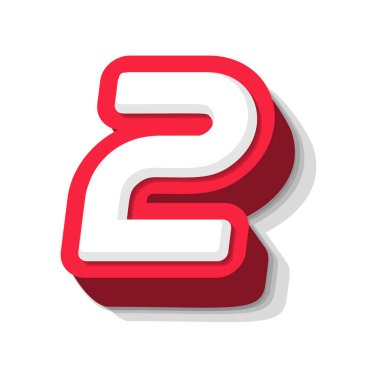 3D cesur komik numara 2, modern süper kahraman monogramı, ödül logosu, çizgi roman grafiği, eğlenceli ve havalı poster ve eğitim oyunu için ağır tip. Extrude biçim vektör tipografi tasarımı