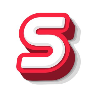 3D cesur komik S harfi, modern süper kahraman monogramı için ağır tip, ödül logosu, çizgi roman grafiği, eğlenceli ve havalı poster ve eğitim oyunu. Extrude biçim vektör tipografi tasarımı