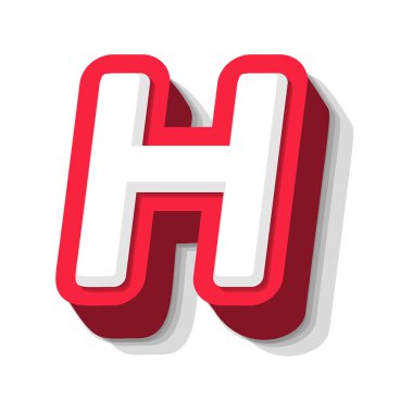 3D cesur komik H harfi, modern süper kahraman monogramı için ağır tip, ödül logosu, çizgi roman grafiği, eğlenceli ve havalı poster ve eğitim oyunu. Extrude biçim vektör tipografi tasarımı