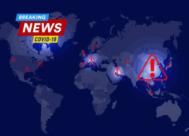 Coronavirus virüsü, enfeksiyon alanı ile istatistik, ölüm oranı ve enfeksiyon haritası yaydı ve haber, sosyal medya, tıbbi bilgilendirme, web, vektör illüstrasyonu için şablon.