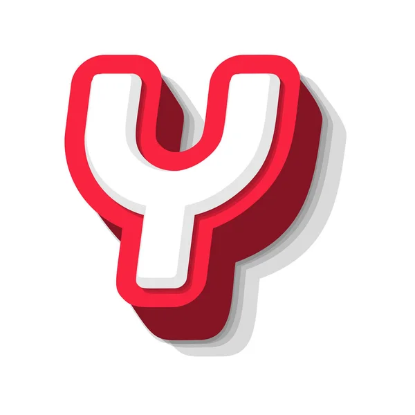 3D pogrubiona zabawna litera Y, ciężki typ dla nowoczesnego super bohatera monogram, logo nagrody, komiks graficzny, zabawny i fajny plakat i gra edukacyjna. Wytłaczanie styl wektor typografia projekt — Wektor stockowy