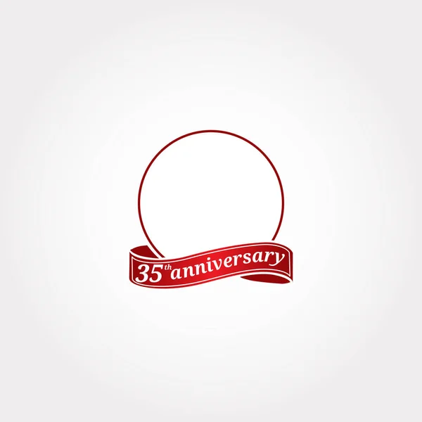 템플릿 로고는원 이 있는 35 주년 기념 로고와 35 번째 글자가 쓰여 있고 기념일을 표시해 놓았다. 35 주년. — 스톡 벡터